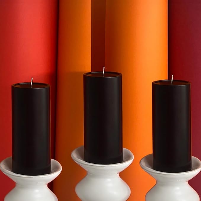 Simply Soson 3x6 inch Black Pillar Candles Set of 3, Smooth Texture, Unscented Black Candles, Dripless Candles, 3 inch Pillar Candles Ideal as Wedding, Parties, Spas, Dinner, Home Decoration, Church