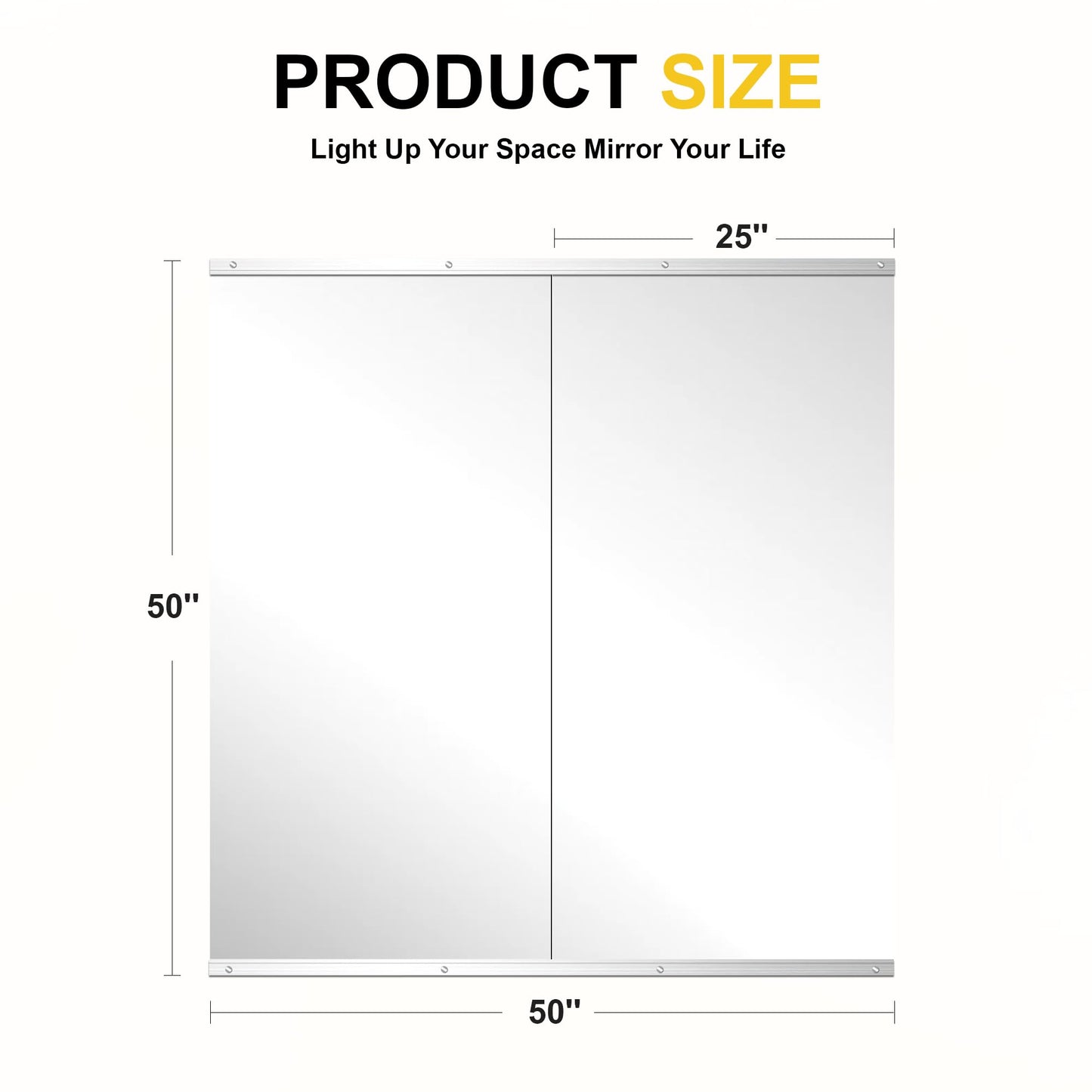 LAWADA Home Gym Mirror for Wall, 50"x25"-2 PCS Full Length Workout Mirrors, Tempered Glass, HD Reflection, Large Frameless Body Mirror for Home Gym, Garage, Yoga, Dance, Bedroom(Silver)