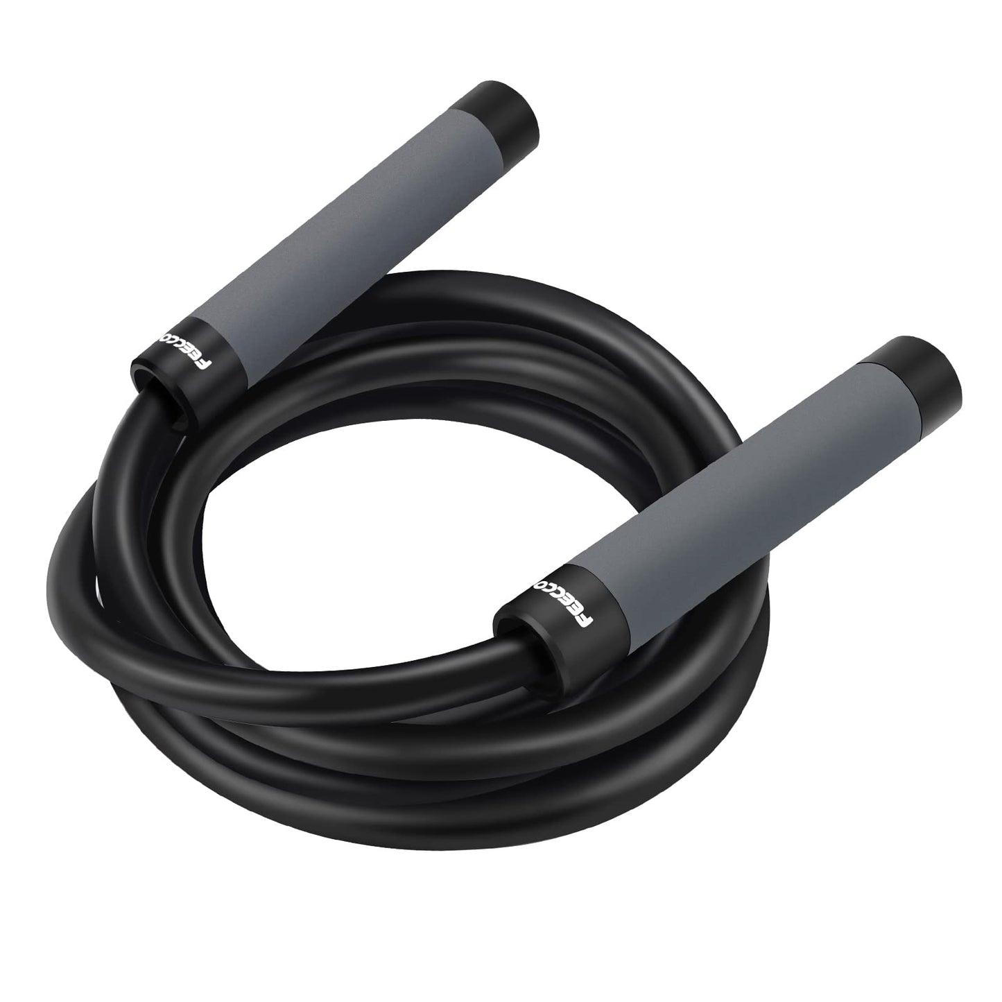 FEECCO Weighted Jump Rope for Men, 14mm PVC Rope with Metal Handles and Ball Bearings