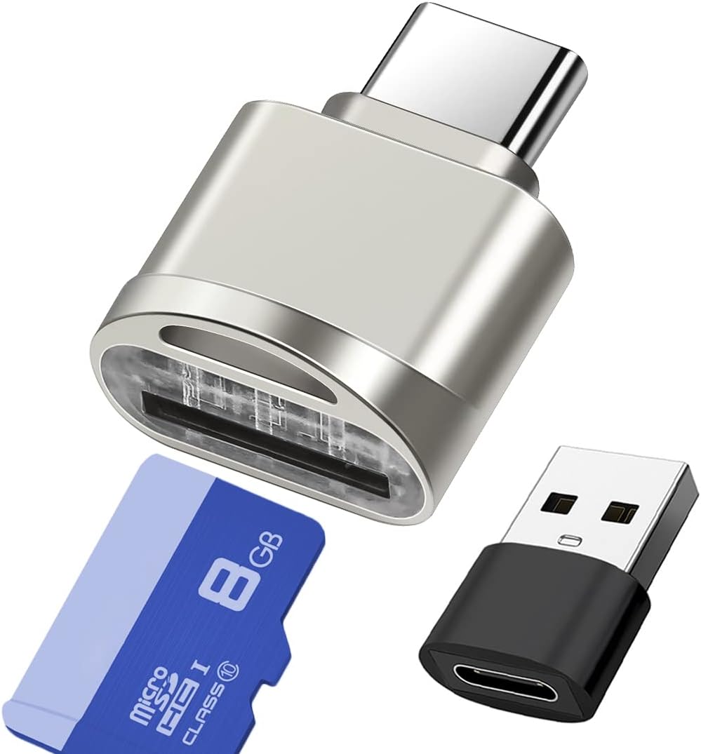 Mepsies 17/16/15, Micro SD Card Reader, USB C to SD Card Reader, Type C TF Memory Card Reader with USB C to USB