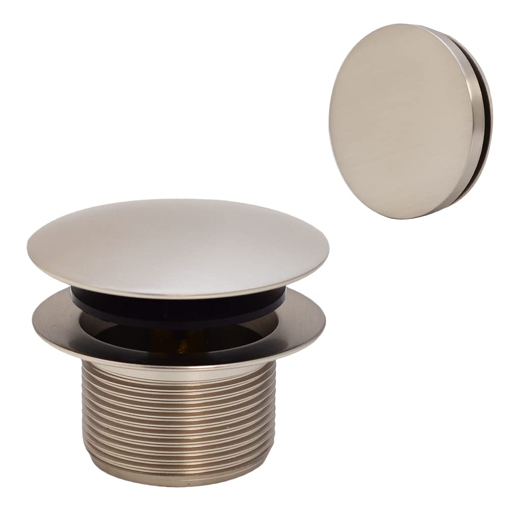 Westbrass 493144HRHBJ-07 Semi-Exposed Tip-Toe Bath Waste & Overflow Assembly with OverflowElbow Ball Joint, Illusionary Faceplate and Sch. 40 ABS Fittings, Satin Nickel
