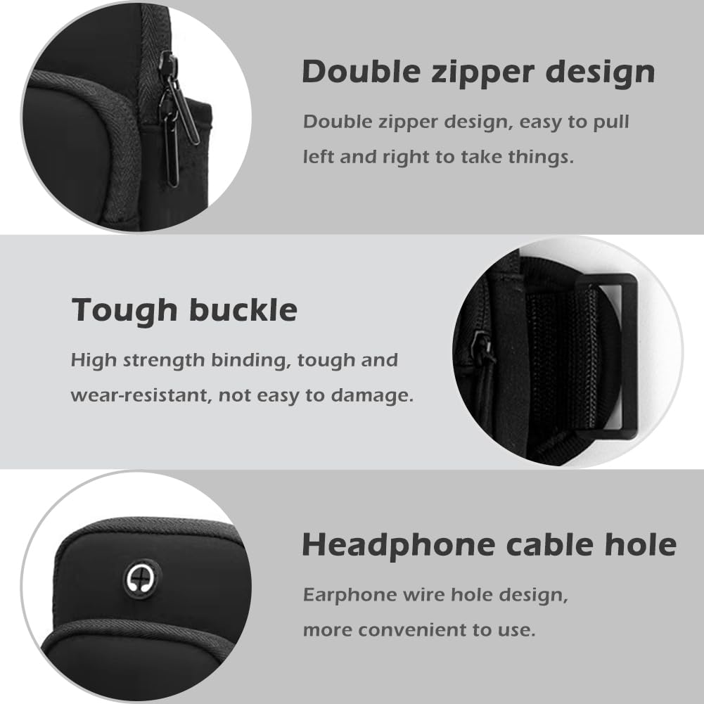 Phone Holder for Running, Universal Adjustable Arm Band Key Card Bag Fit Gym Jogging Hiking Exercise Walking Workout, Running Armband for Phone Under 7 Inch(Black)