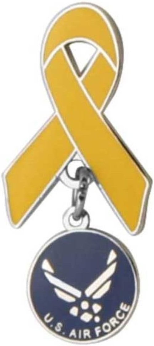 Air Force Symbol Charm Lapel Pin - Yellow Ribbon Design for Proud Veterans and Supporters