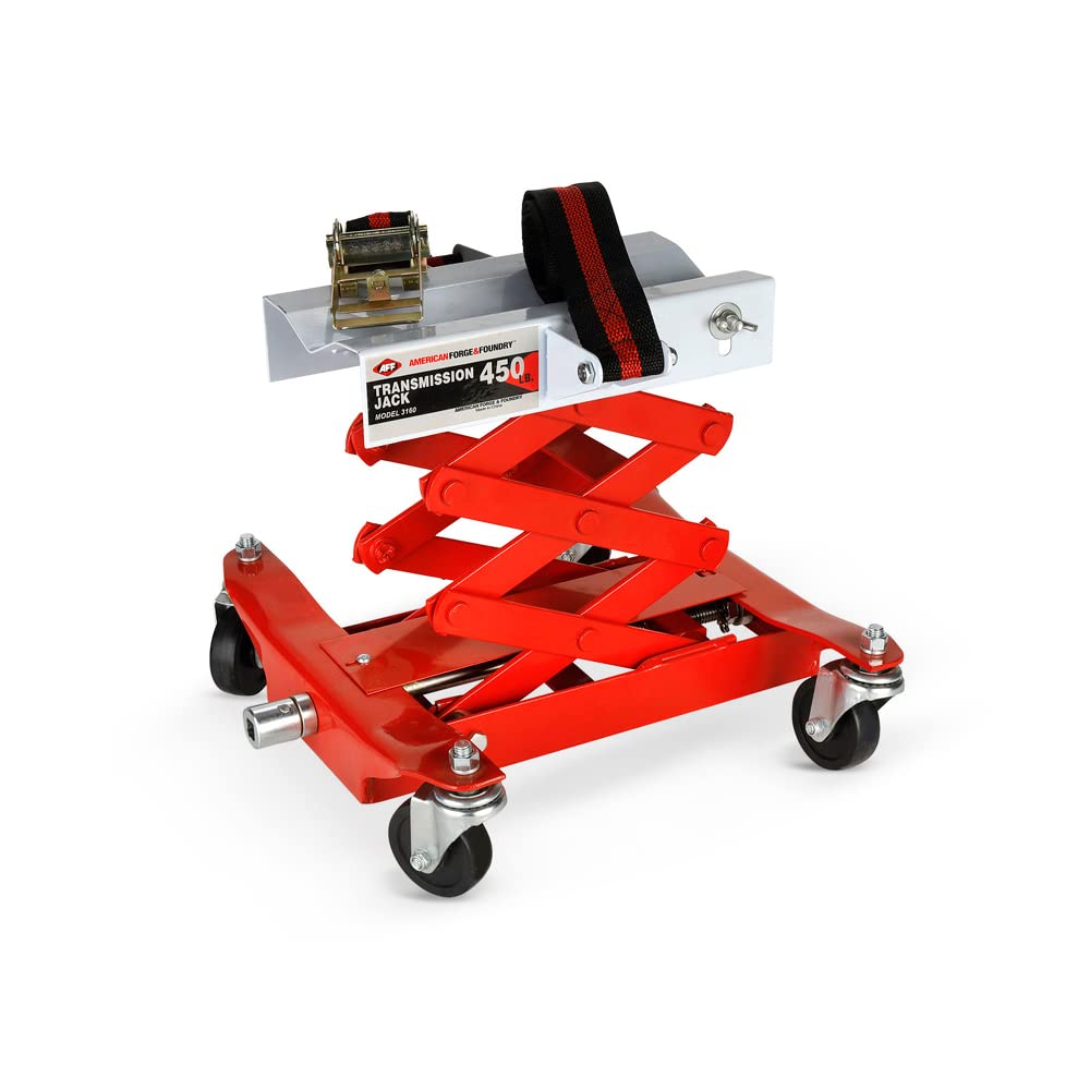 AFF Manual Transmission Jack - Use 1/2" Drive Ratchet to Operate - for Transmissions & Gas Tanks on Smaller Vehicles - 450 lbs Capacity