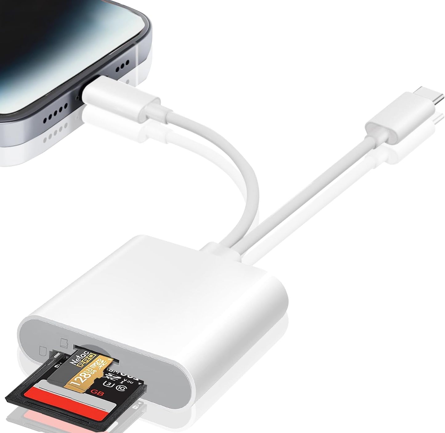 Luonanava SD Card Reader for iPhone, iPad, USB C & Lightning Dual Connector Digital Camera Adapter to iPhone