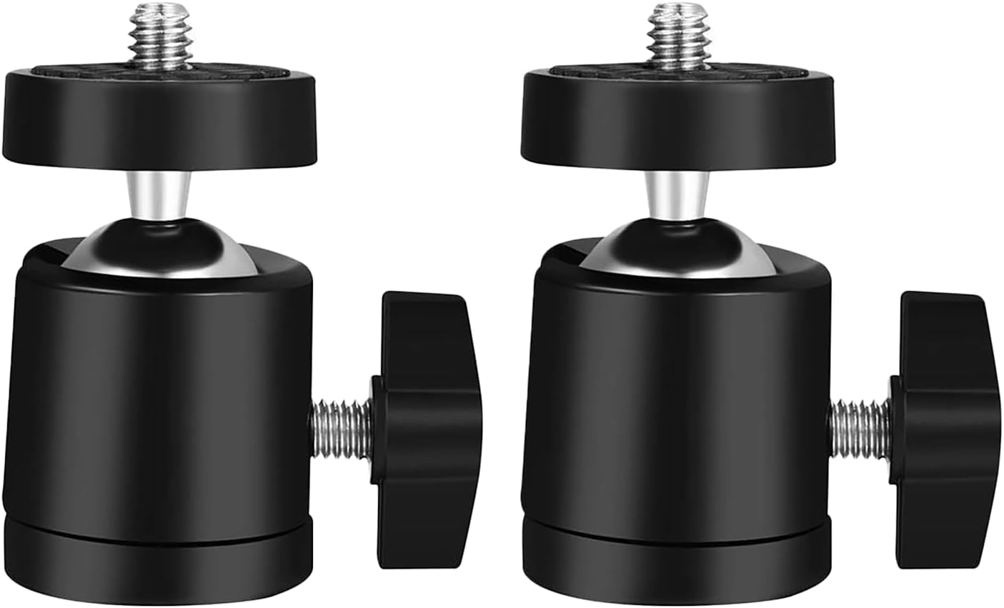 Generic 1/4" (2 Pack) Mini Ball Head, Swivel Mini Ball Head Screw Tripod Mount for LED Video Light, Microphone