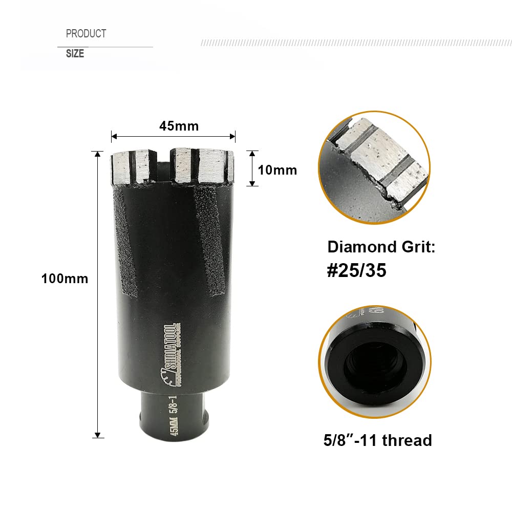 SHDIATOOL Diamond Core Drill Bits for Hard Stone Concrete Marble Granite Brick Laser Welded Dry or Wet Hole Saws