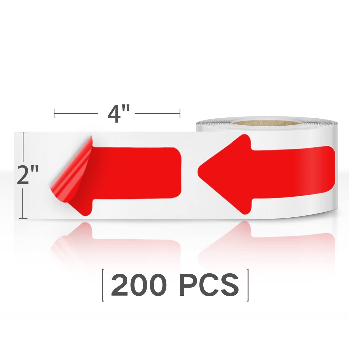 EVQ Arrow Floor Sign Tape 2" x 4" Marking Sticker 200 PCS Decal Tape Red