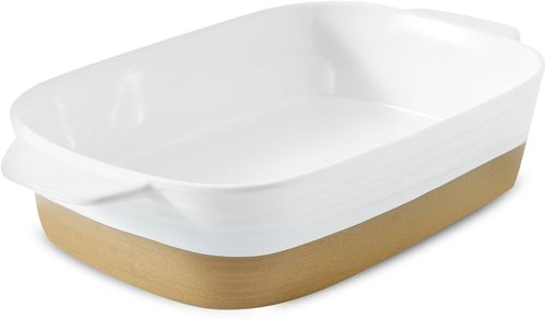 Hasense Ceramic Baking Dish - Non-Stick Lasagna Pan with Handle | 11.8x8.7 Inch, 3.4 Qt, White