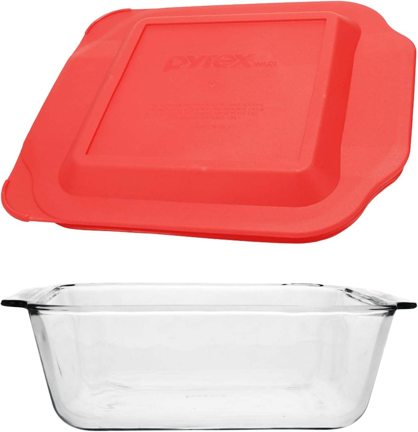 Pyrex 222 2Qt Glass Baking Dish with Red Food Storage Replacement Lid - Made in USA