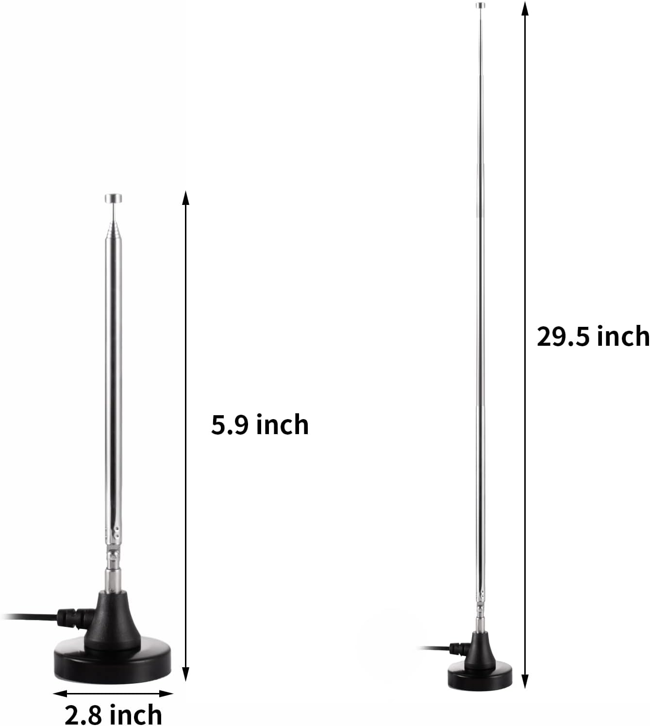 eifagur 75 300 10ft Ohm Ohm Magnetic Base FM Radio Telecopic Antenna with Coaxial Cable for Stereo Receiver Digital HD