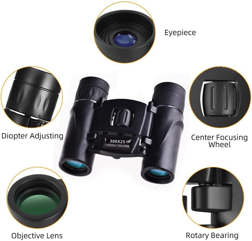 Generic 300x25 5000M BAK4 HD Powerful Binoculars Long Range Folding Mini Telescope Professional Hunting Telescope Zoom