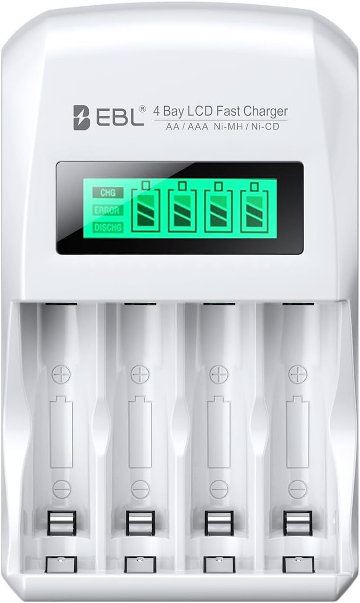 EBL 907 LCD Battery Charger Smart Individual AA AAA Rechargeable Battery Charger for Ni-MH Ni-CD Rechargeable Batteries