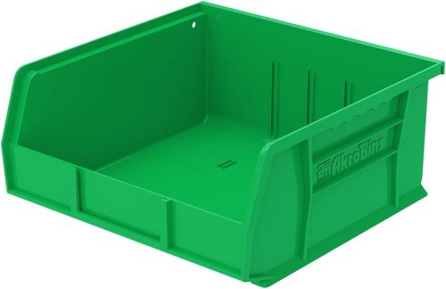 Akro-Mils Plastic Storage Bins - Space-Saving Stackable Organizers for Garage & Pantry | Green, 11" x 11" x 5", 6-Pack