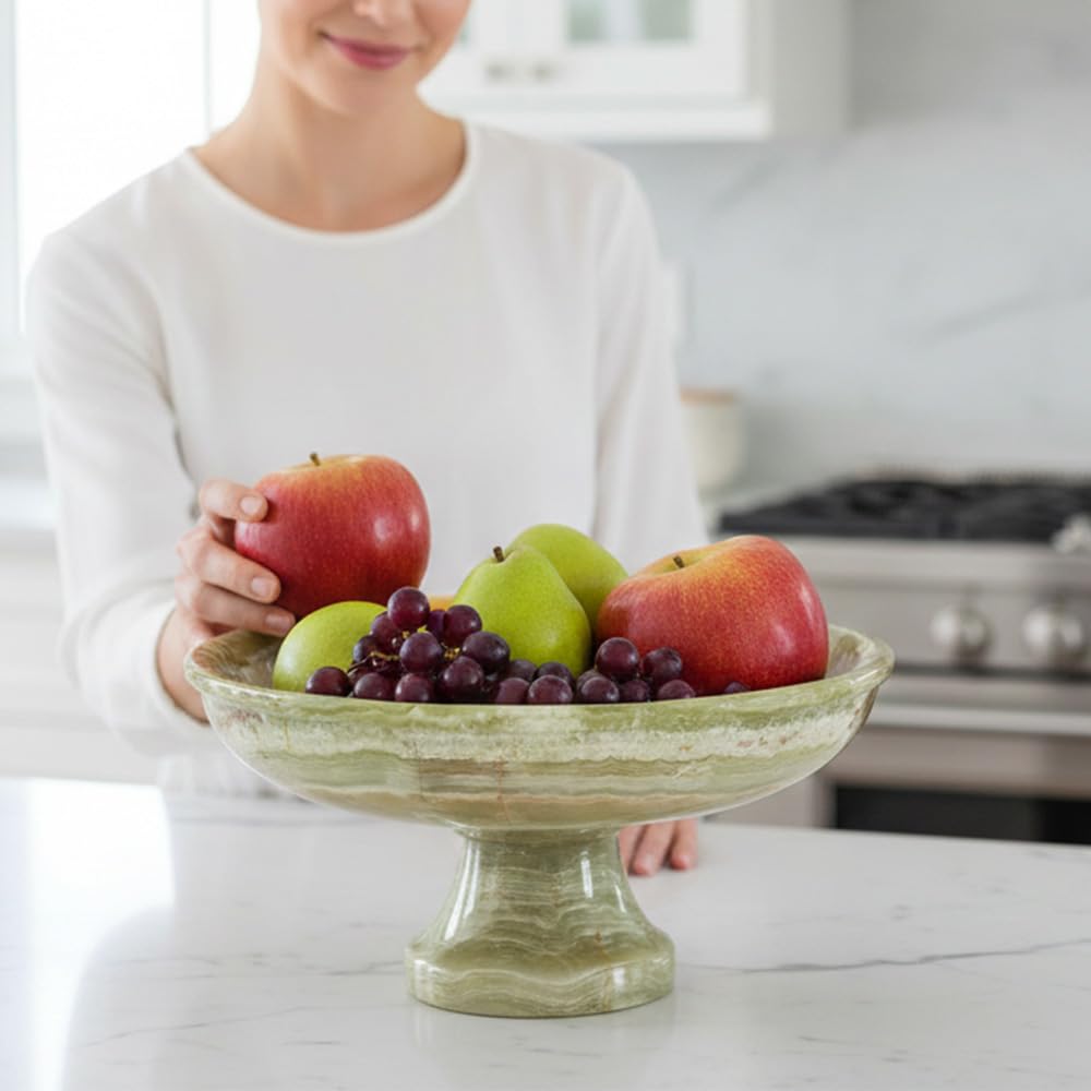 Radicaln Marble Fruit Bowl 10" Inches Green Handmade Key Bowl For Dining Table Centerpiece Décor, Ideal Candy Dish, Serving and Decorative Bowl, Modern Fruit Bowl For Kitchen Countertop