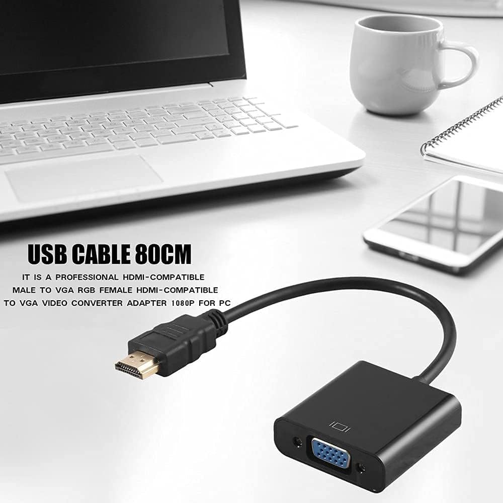 Zuya 1080P HDMI to VGA Adapter,Gold-Plated HDMI to VGA Adapter Converter Full HD External Video Card Multi Monitor