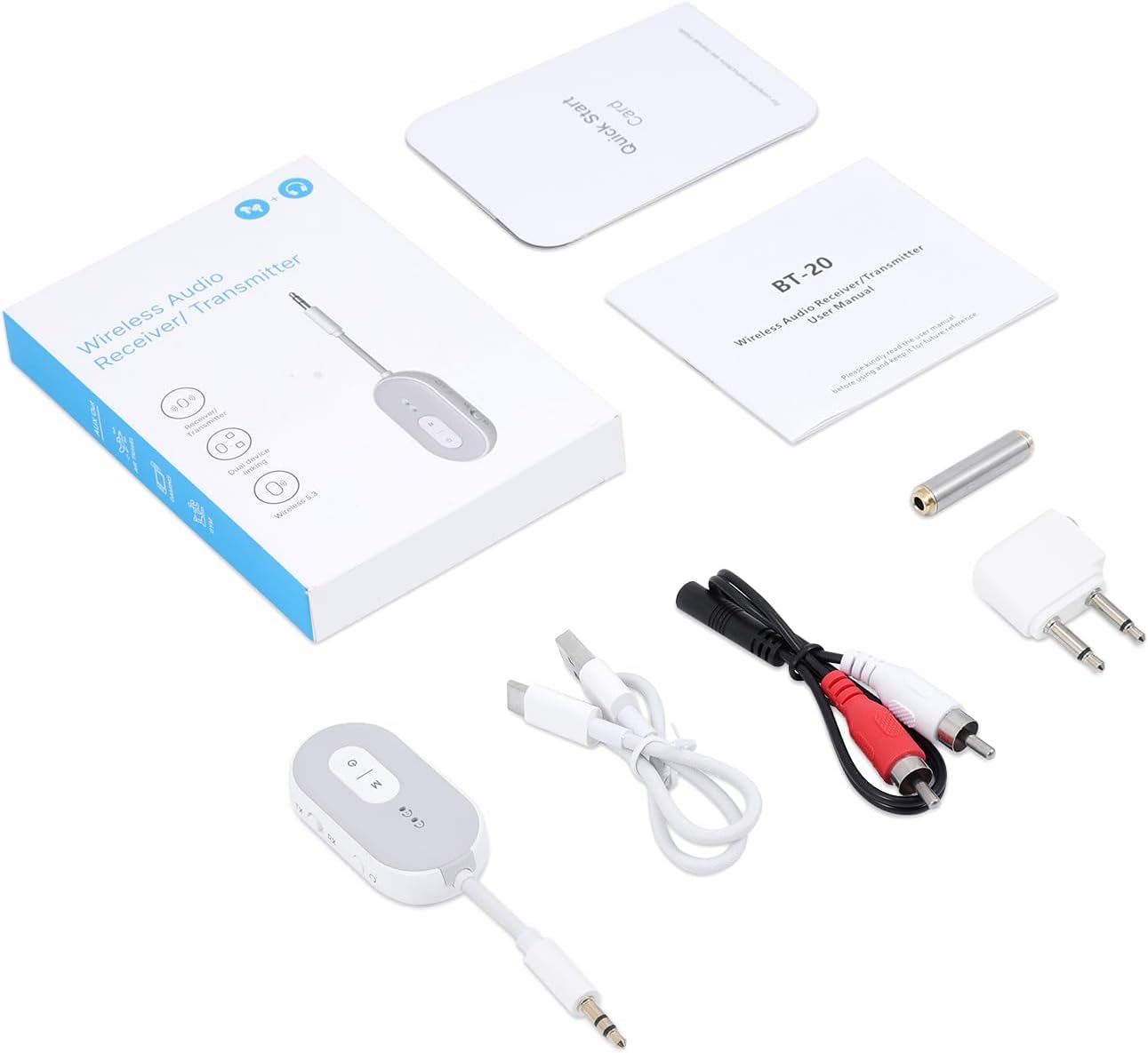 Ankilo 5.3 2-in-1 3.5mm 18+ Bluetooth Transmitter Receiver for Car, Wireless Audio Adapter with AUX, Low Latency