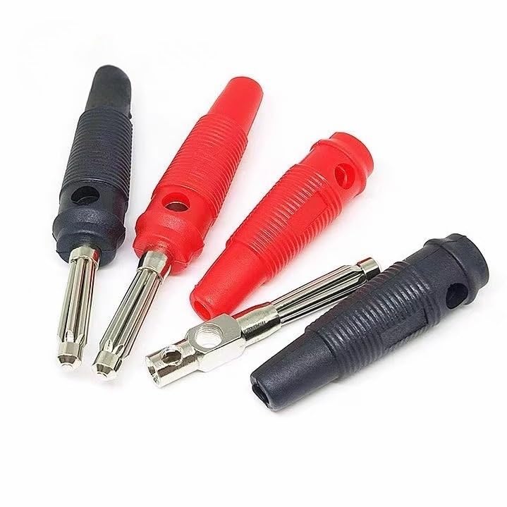 sjgqwt 5Pair/10Pcs 4mm 32A Solderless Side Stackable Banana Plug Connector Copper High-Voltage line Banana Head