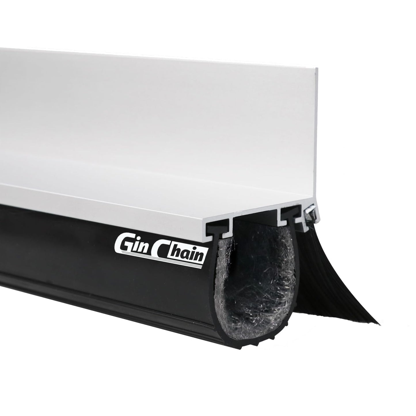Heavy-Duty U+O Garage Door Seals Bottom Rubber with Aluminum Track Retainer Base + 5cm Brush Combination Kit