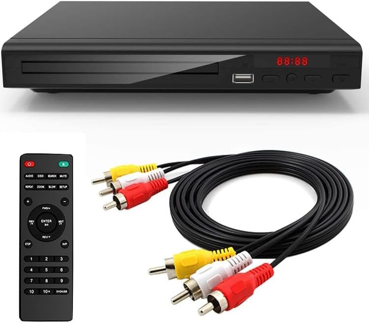 X W EI UNION 128G Home DVD Player TV CD Player Compact DVD Player Supports NTSC/PAL System with RCA Stable Outputs/USB