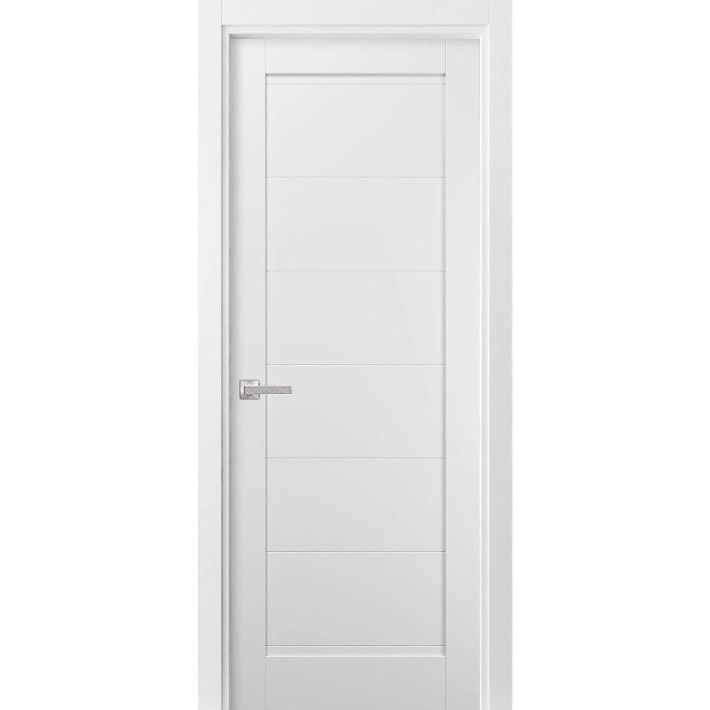 SARTODOORS Pantry Kitchen Door 42 x 84 with Hardware | Quadro 4115 White Silk | Single Panel Frame Trims | Bathroom Bedroom Sturdy Doors