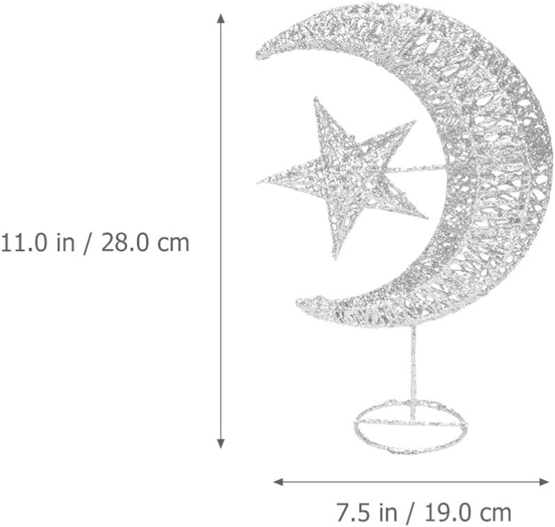 Uonlytech Wrought Iron Christmas Tree Topper - Glittering Star & Moon Design | Silver 20cm