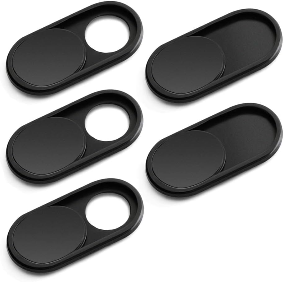 CloudValley [5 Pack] 0.6mm-Thin 8/7/6 Black-5 Webcam Cover Slide, Metal Web Camera Cover Sticker for MacBook Pro