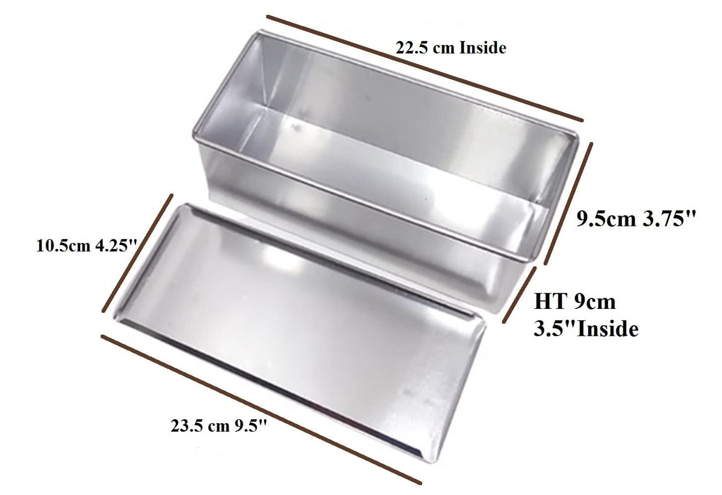 BAKERS PARDISE Loaf Pan with Tin Lid 1.1LB Dough Capacity Bread Loaf Pans Aluminium Bread Mold Baking Non-Stick Bread Container Toast Mold for Bakeware Ovenware - Kitchen & Bakery Use (9X3.75X3.5)