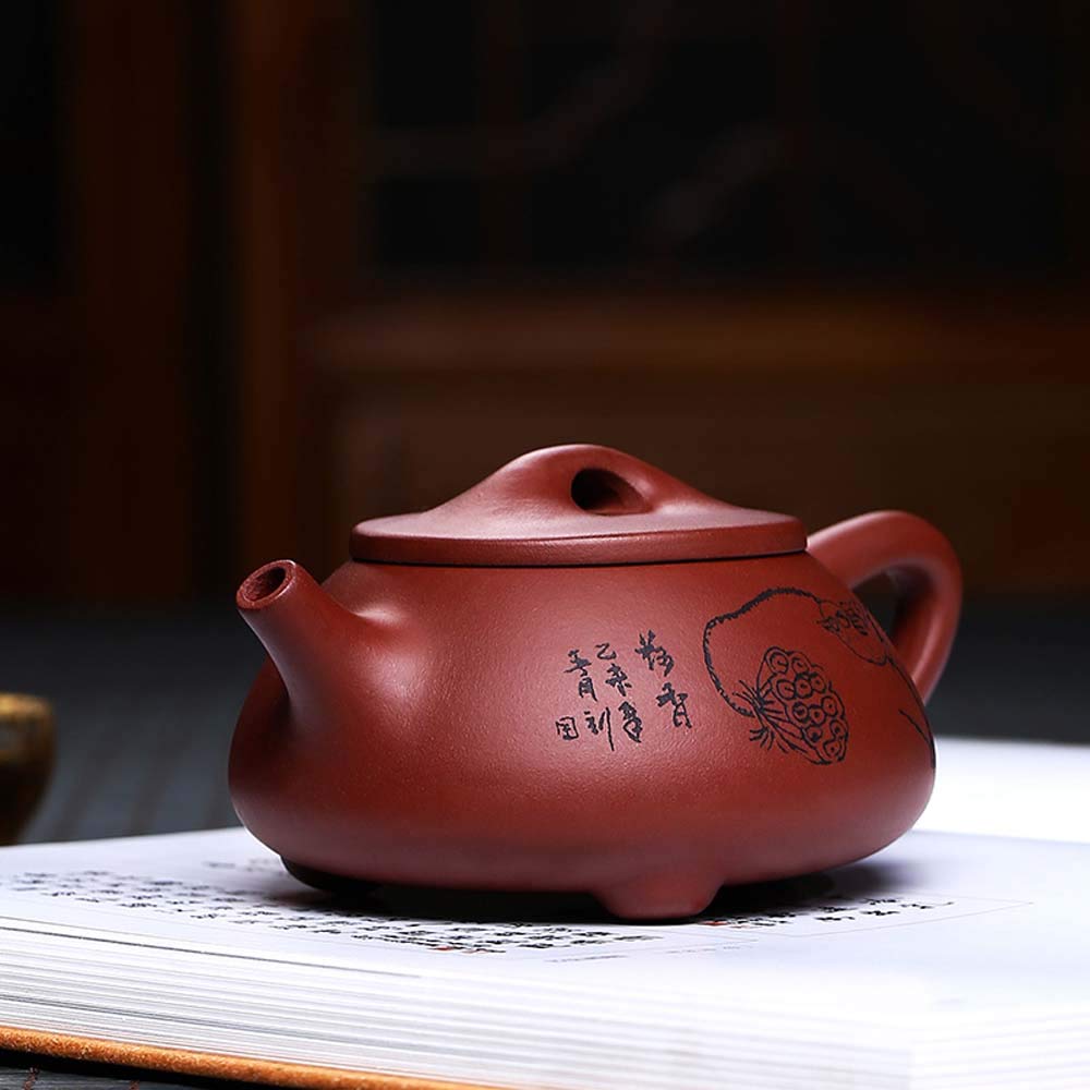 Yixing Clay Teapot 9oz Chinese Zisha Clay Shipiao Lotus Pot Purple Mud Kungfu Tea Set Kettle