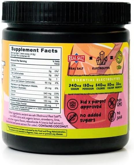 REDMOND Re-Lyte Kids Hydration Electrolyte Mix Powder, Pink Lemonade 7.62 oz