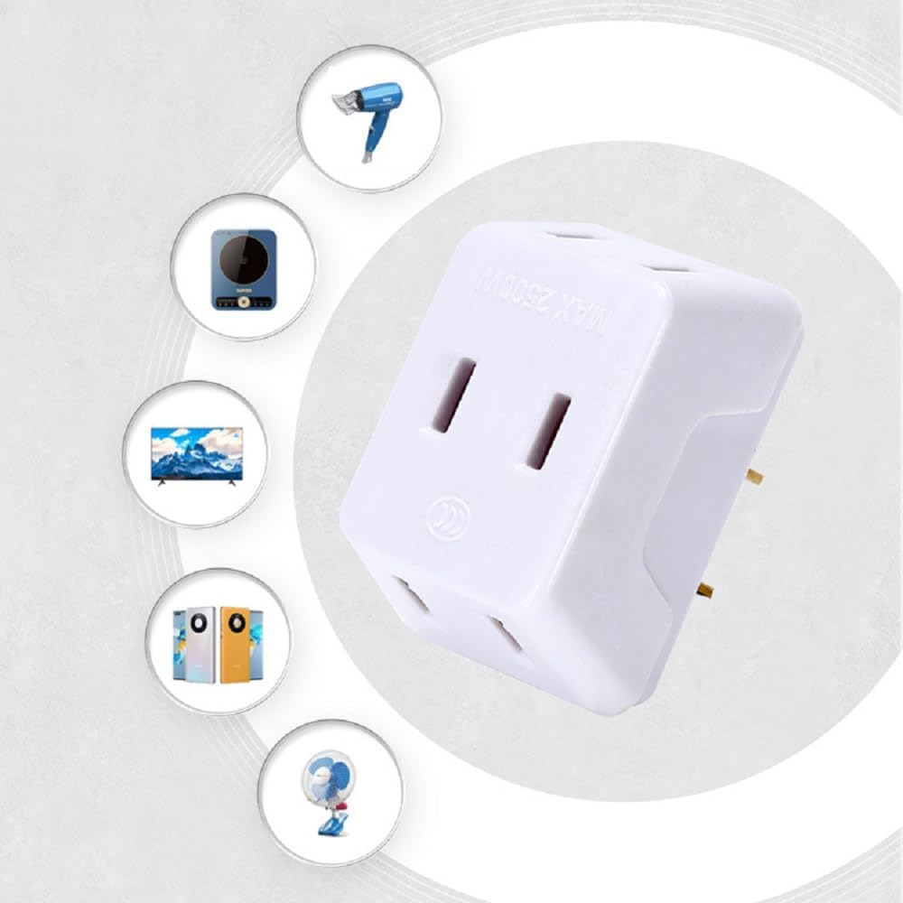 VEY14 3-in-1 2-Prong (4pcs) Mini Travel Outlet Adapter Power Converter, Portable Plug Wall Outlet Splitter