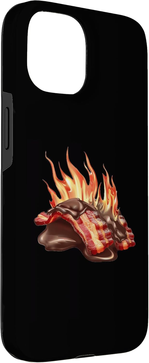 Chocolate Covered Bacon American Food Designs 15 Chocolate Covered Bacon With Flames Case for iPhone