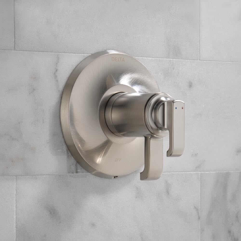 Delta Faucet Tetra 17T Series Dual-Function Brushed Nickel Shower Valve Trim Kit, Shower Handle, Delta Shower Trim Kit, Lumicoat Stainless T17T089-SS-PR (Valve Not Included)