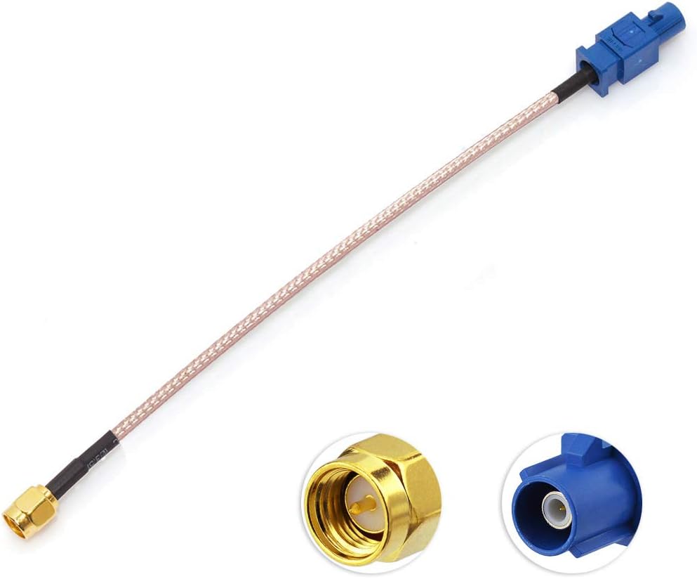 BINGFU 15cm 6 inch Vehicle Car GPS Antenna Adapter Cable SMA Male to Fakra C Male Blue Coaxial Pigtail Cable