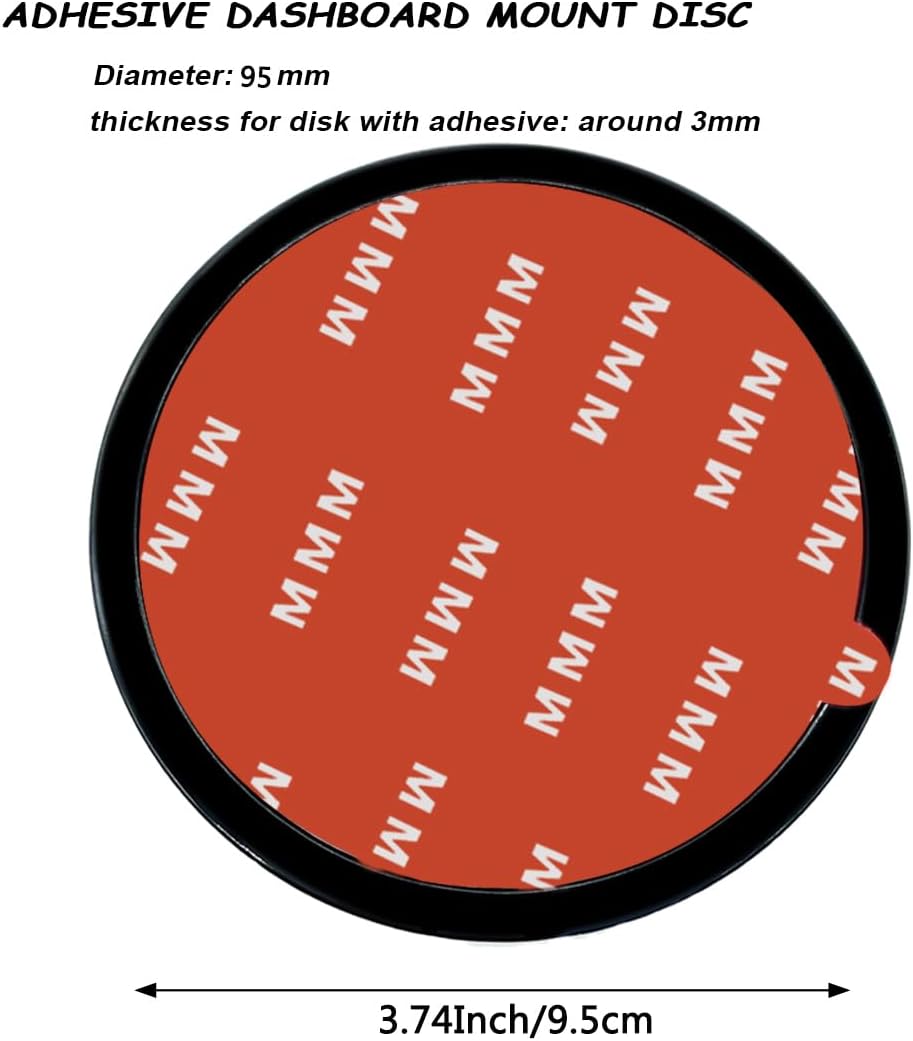 AYWFEY 4 Pack 95mm 3.74 Inch Black Adhesive Dashboard Pad Mounting Disk, Mounting Disk for Suction Cup, Dash Mount Pad