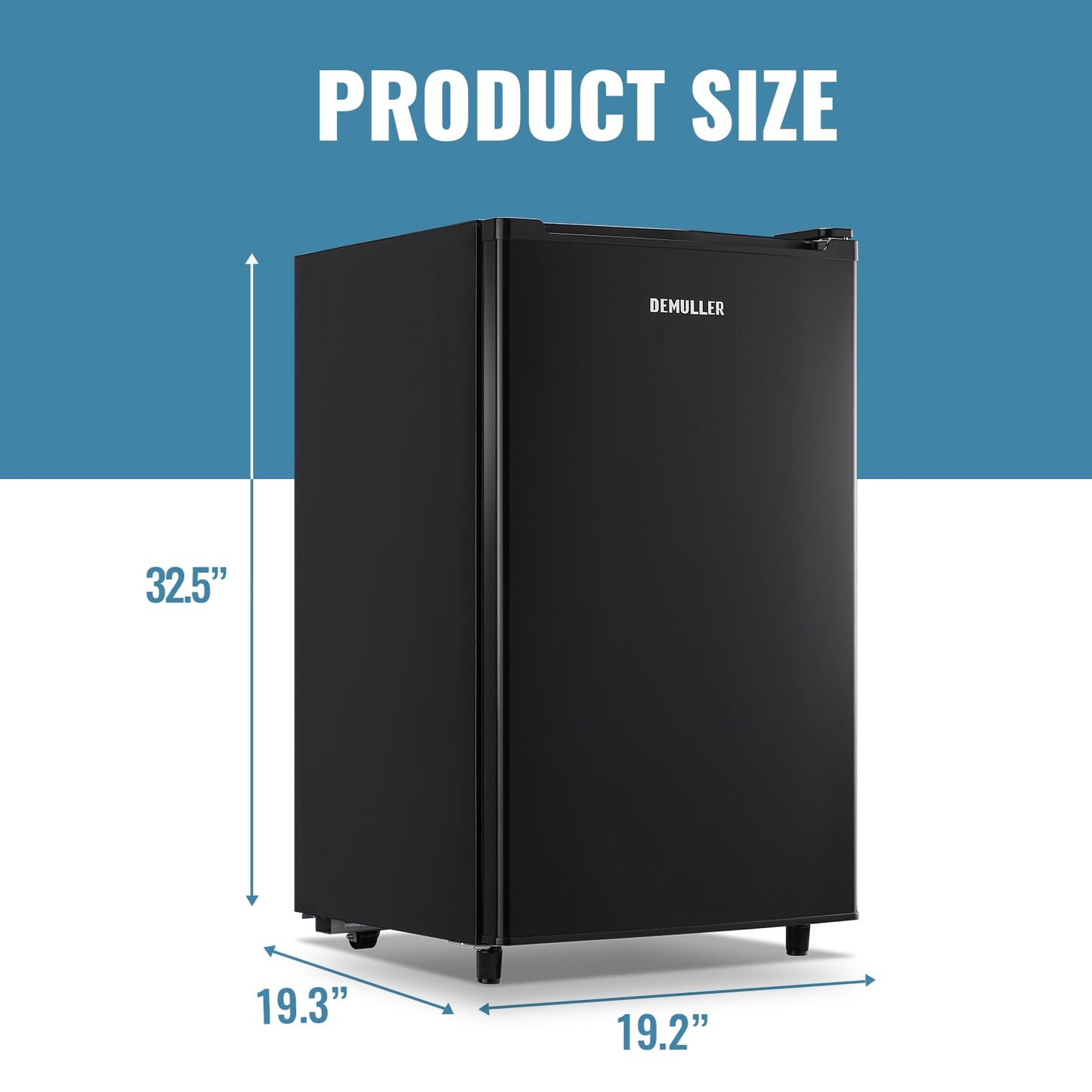 DEMULLER Freezer 3.2 Cu.ft Single Door Freestanding Freezer with Adjustable Thermostat for Kitchen, Apartment, Basement, Dorm, Black