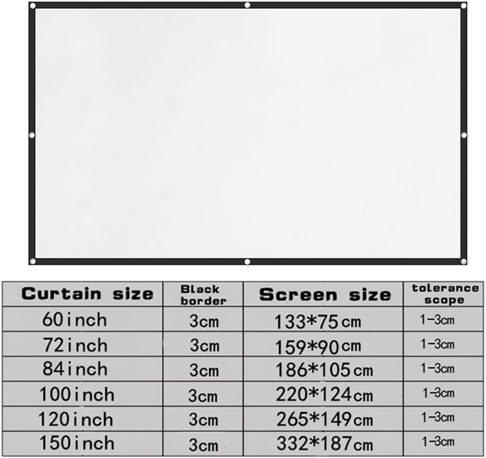 Zornaveli 4K 60"|72"|84"|100"|120"|150" (100 INCH) Projector Screen, HD Home Movie Projection Screen, Anti-Crease