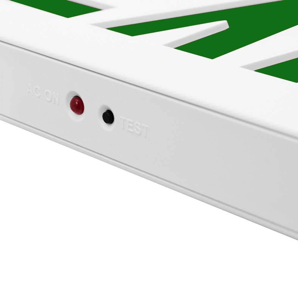 LFI Lights® Thin COMBO UL 924 Listed, Green LED, Exit Sign with Emergency Lights, White, 120-277VAC Hardwired with Battery Backup, Optional Double Face and Knock Out Arrows COMBOTGWBB 2 Pack