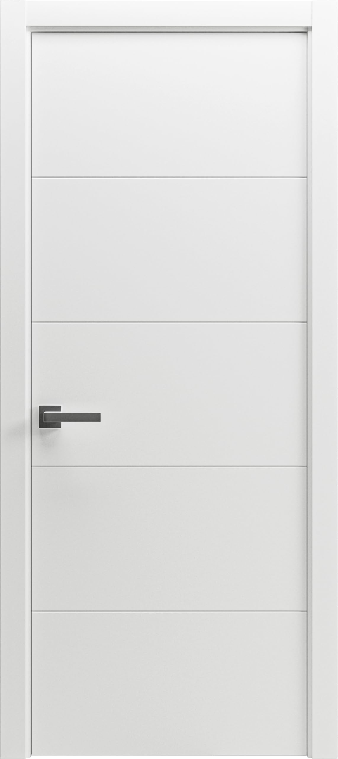 Solid Interior French 24 x 80 inches | Planum 0770 Painted White Matte | Single Regular Panel Frame Trims Handle | Bathroom Bedroom Sturdy Doors