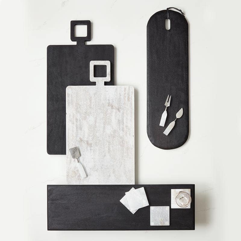 Santa Barbara Design Studio Cutting Boards and Serving Trays Footed Plank Bread Board, Large, Black