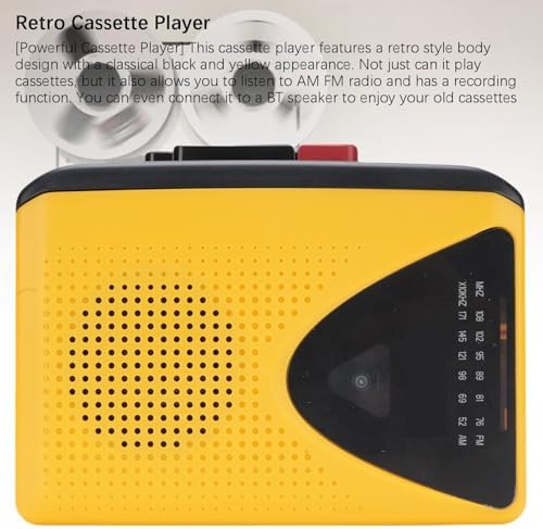 FOSA Cassette 4.7 3.3 1.5in Retro Player Recorder Portable AM FM Radio with Built in Speaker and Microphone for Home