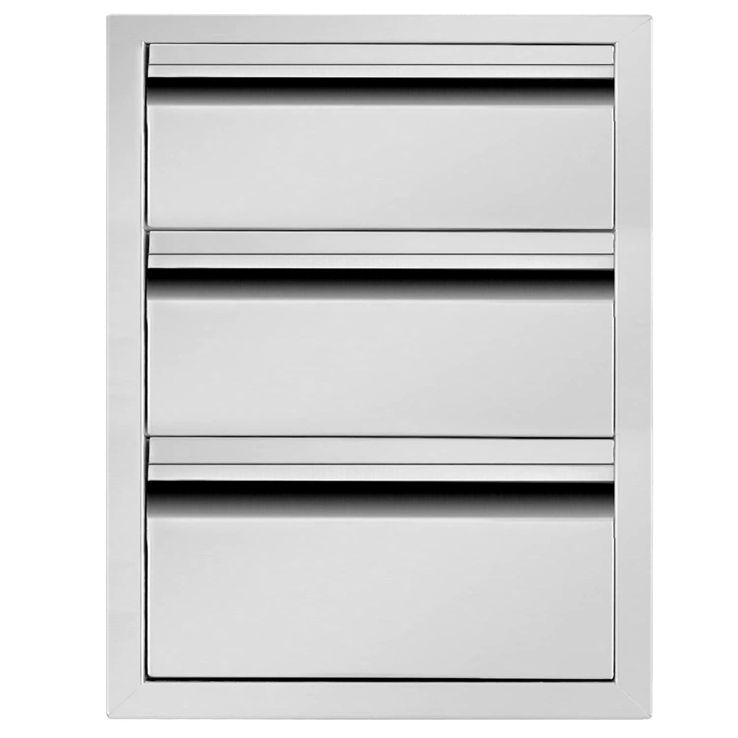 Outdoor Kitchen Drawers 14" W x 21" H x 23" D Triple BBQ Drawers Stainless Steel Built-in Drawer for Patio Grill Station or Outdoor Kitchen Island