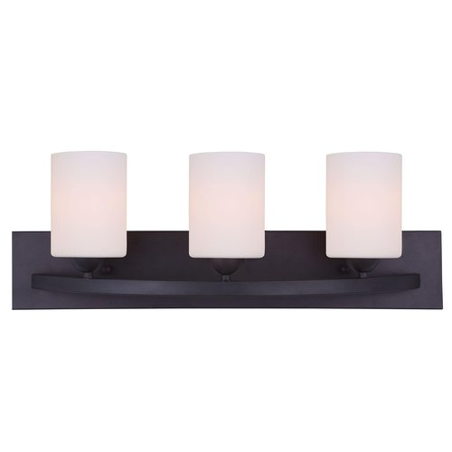 Canarm LTD IVL370A03ORB-O Hampton 3 Light Vanity, Oil Rubbed Bronze with Flat Opal Glass, Oil-Rubbed Bronze