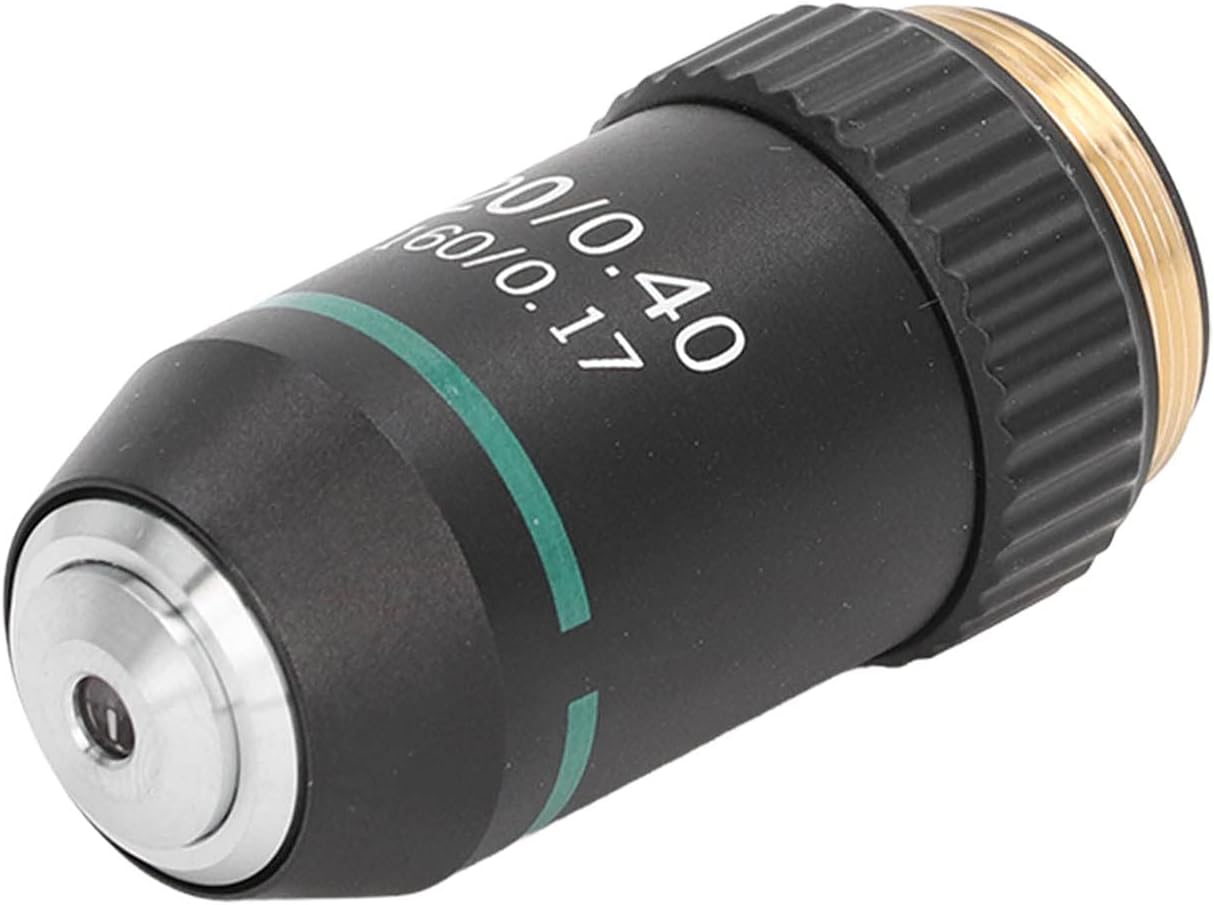 FILFEEL 20X 0.40 Microscope Objective Lens, Brass Chrome Plated Achromatic Objective, Spring Device, Numerical