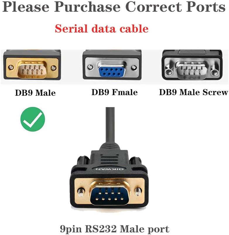 RS232 DB9 2-Pack USB to Serial Male Cable