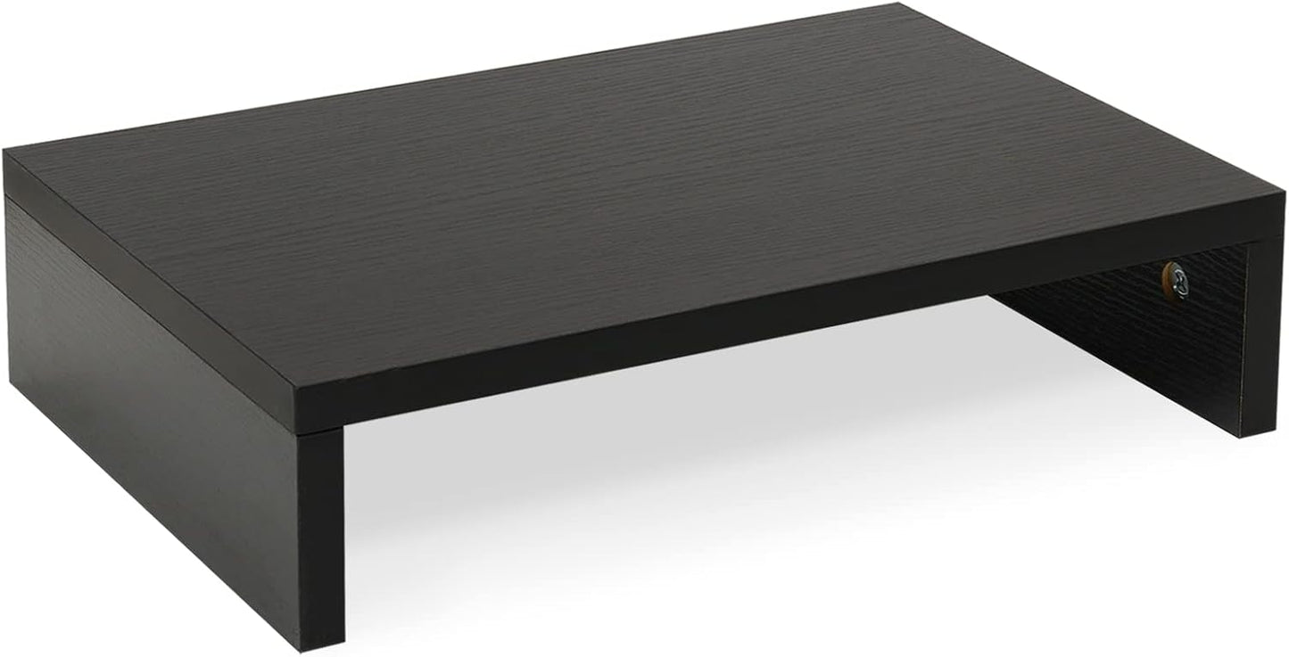 14.2 inch (Black-14.2 inch) TEAMIX Monitor Stand Riser, Wood Monitor Riser with Storage for Desk Small Monitor Stand