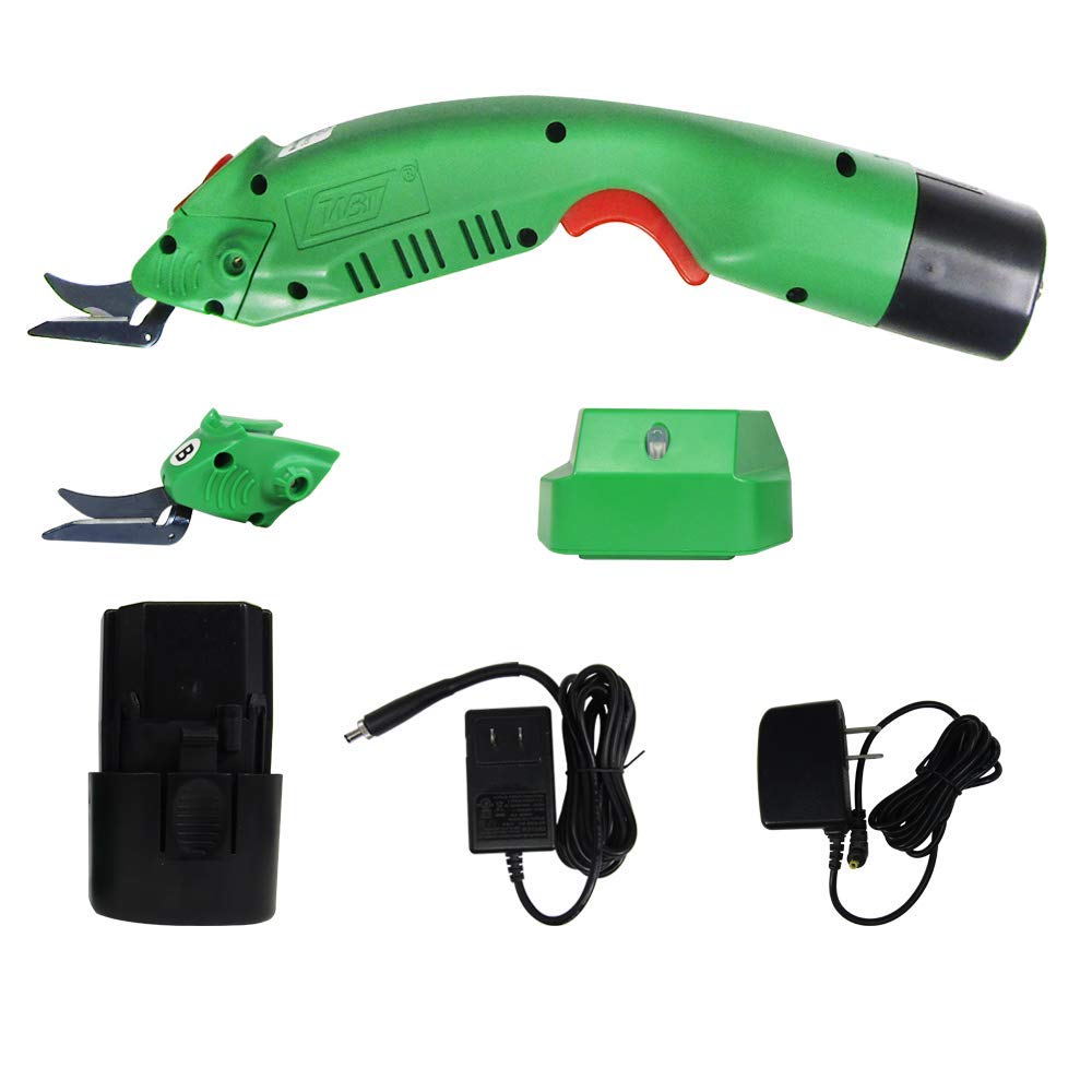 MXBAOHENG WBT-2 Cordless Electric Scissors for Cutting Fabric/Carpet/Sponge/Paperboard Fiberglass Scissor w/ 2 Blades 5000mAh Large Battery Low Noise