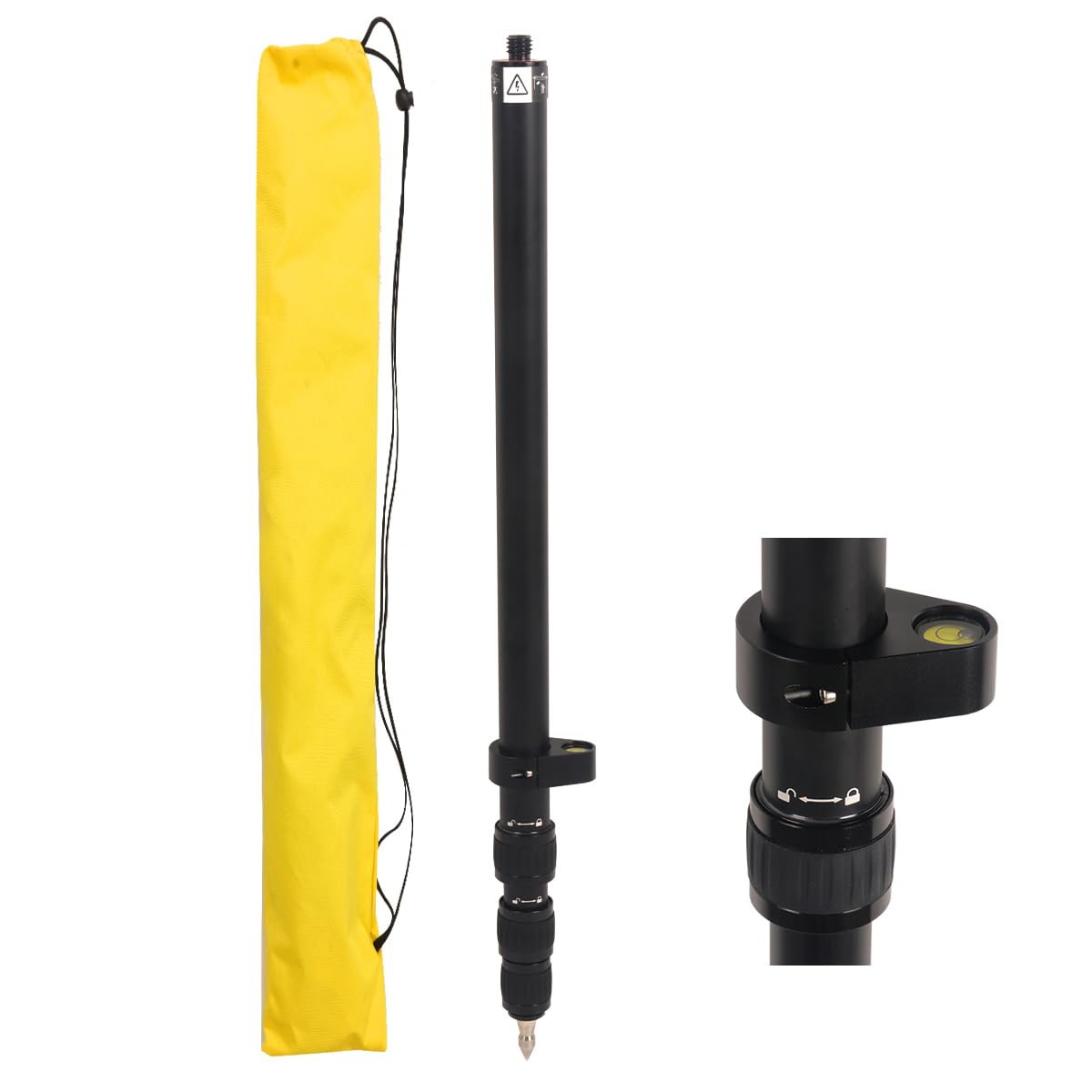 DMITER Telescopic Rover Rod - 5 FT/1.5M Aluminum Survey Pole with Removable Tip & Locking System for Land Surveying, Engineering, and Mapping