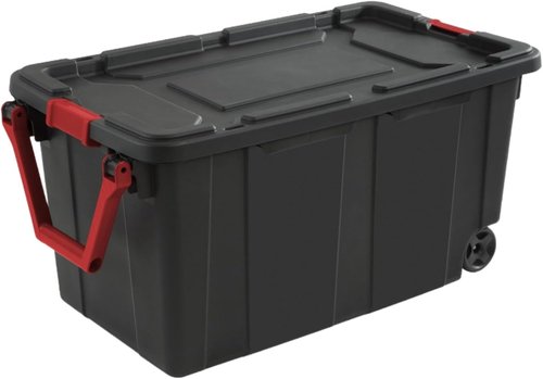 40 Gallon Tough Plastic Storage Bins with Wheels - Black | 2 Pack for Easy Organization
