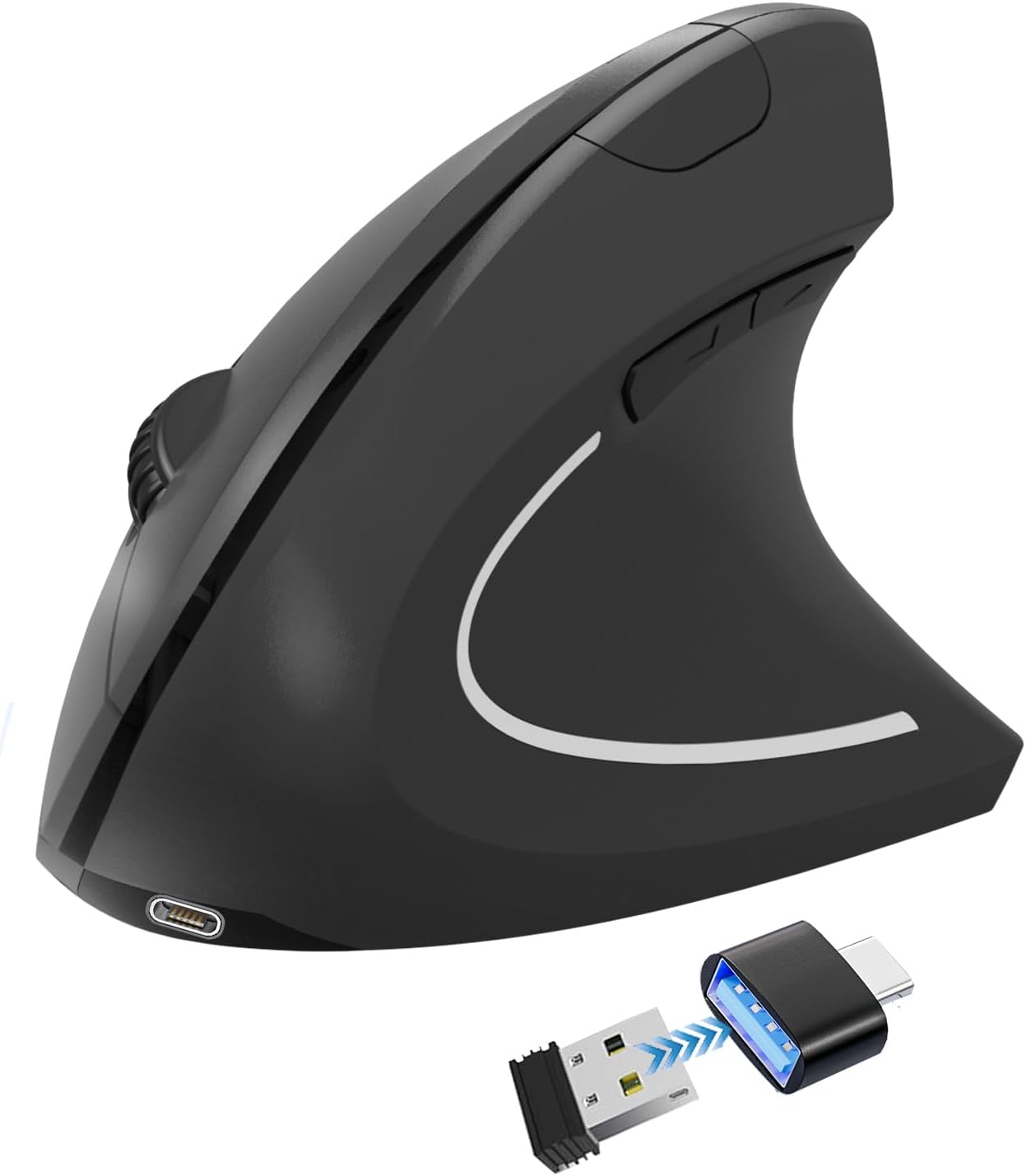 Vassink C(2 1) 800/1200/1600 6 2.4GHz Ergonomic WirelessMouse, USB A+Type in Connection, DPI, Silent Buttons, Carpal